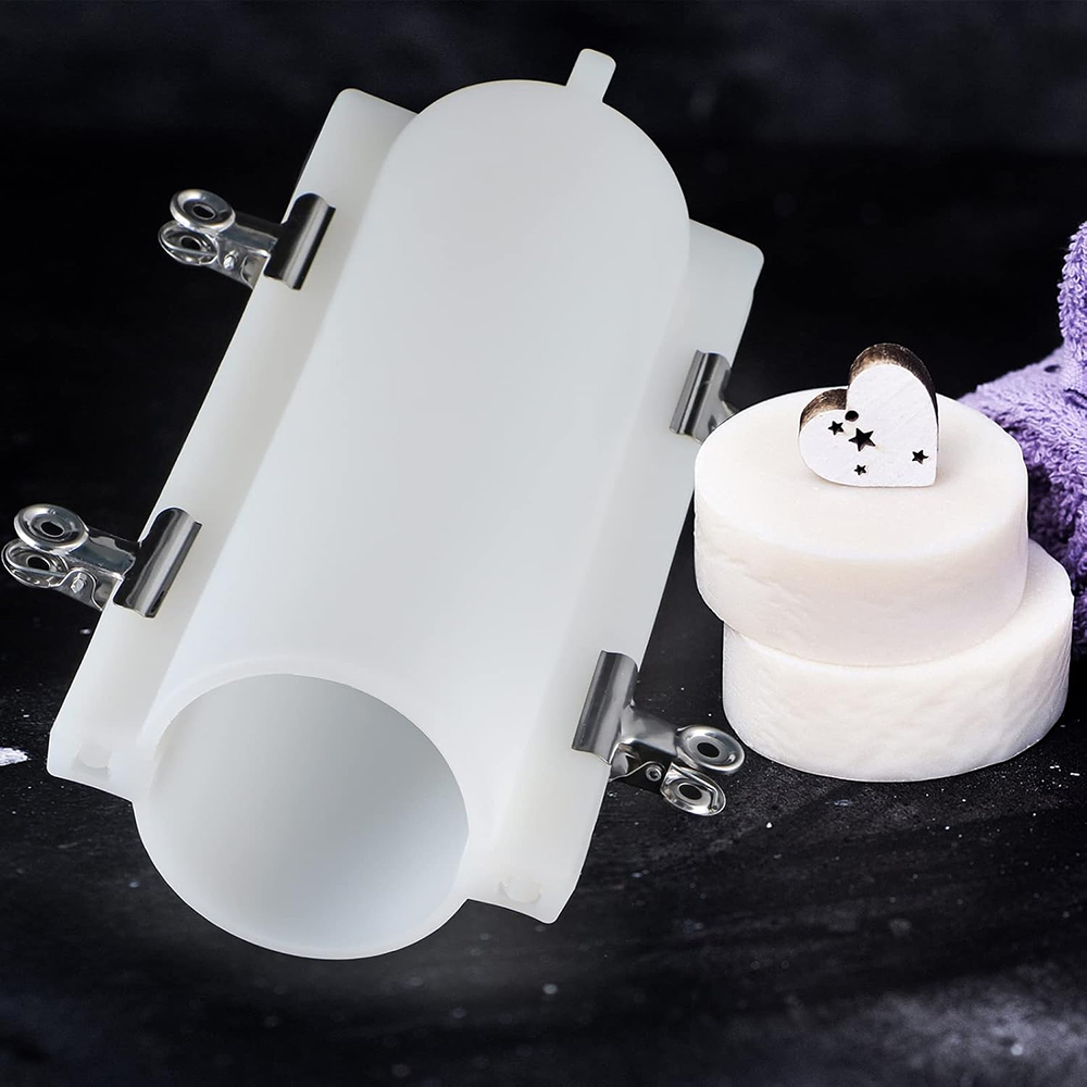 Candle Supplies In Bulk - Große Zylinder-Seifenform mit Clips, 1000ml Silikon-Säulenform,