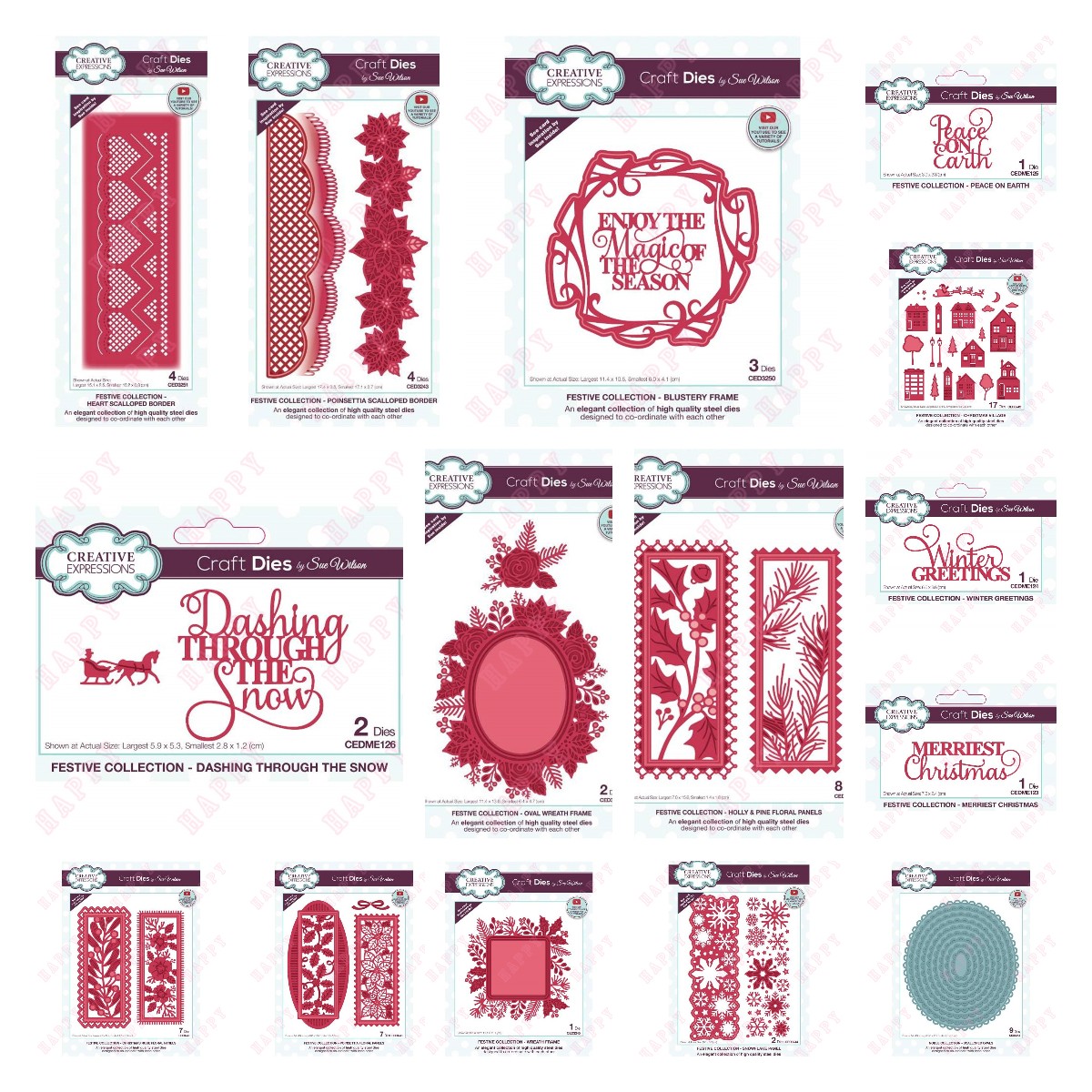 Candle Sachet - Metall-Stanzformen, Weihnachten, Emotion, Wort, Blumenrahmen, verschiedene