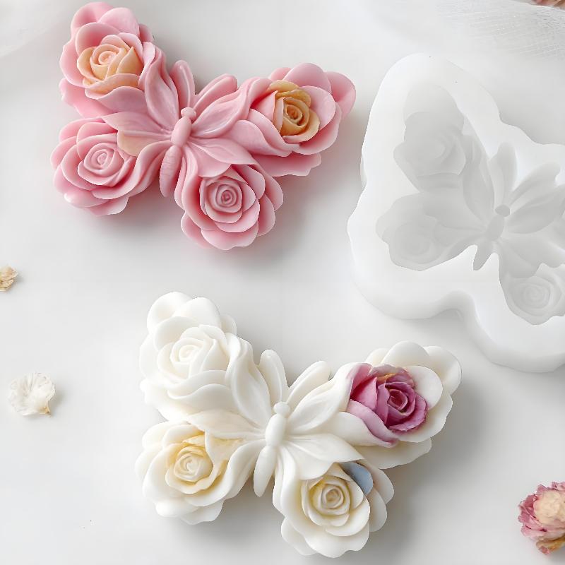 Candle Supplies In Bulk - DIY Rosen-Schmetterling Silikonform Handgemachte Aroma-Kerzen Gips